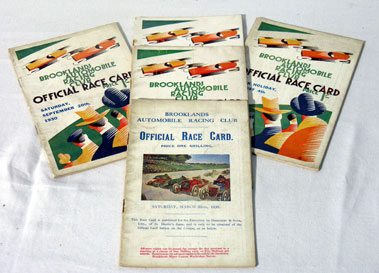 Lot 138 - Five Brooklands Race Cards - 1930