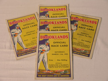 Lot 141 - Five Brooklands Race Cards - 1933
