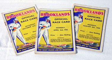 Lot 142 - Four Brooklands Race Cards - 1934