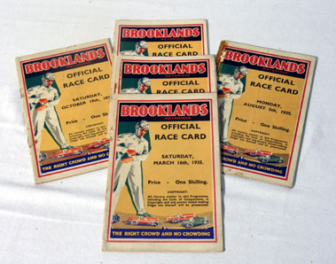 Lot 143 - Five Brooklands Race Cards - 1935