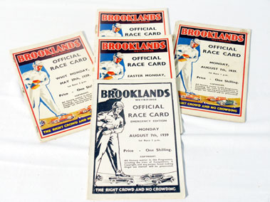 Lot 147 - Five Brooklands Race Cards - 1939