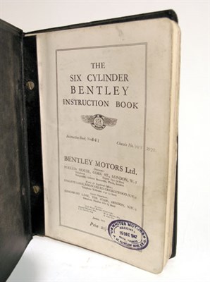 Lot 103 - Six Cylinder Bentley Instruction Book - 1927