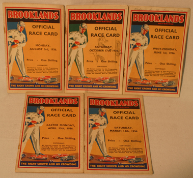 Lot 154 - Five Brooklands Race Cards - 1936