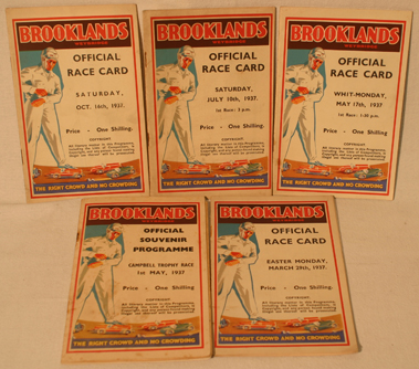 Lot 155 - Five Brooklands Race Cards - 1937