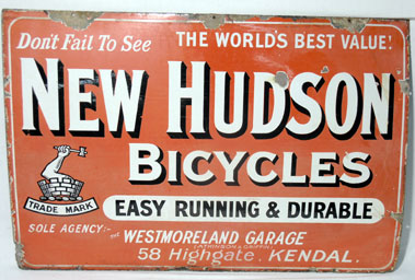Lot 404 - New Hudson Bicycles Enamel Sign