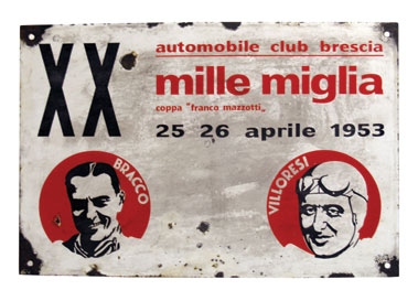 Lot 706 - 1953 Mille Miglia Enamel Sign