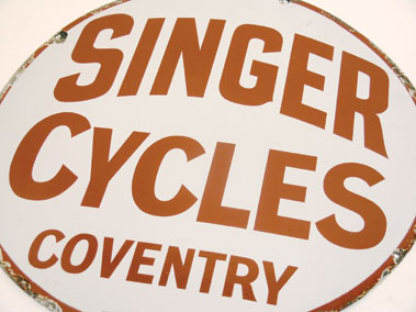 Lot 411 - Singer Cycles Enamel Sign