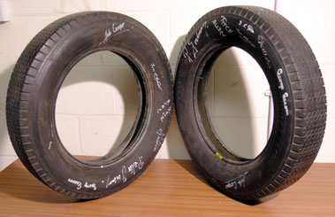 Lot 605 - Two Signed Dunlop Racing Tyres