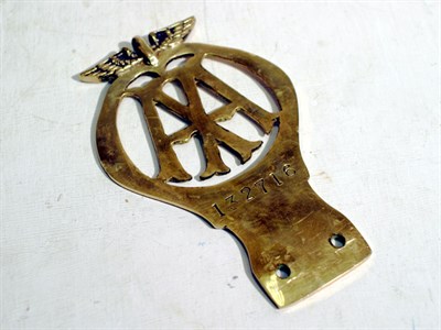 Lot 303 - An Early Brass AA Badge