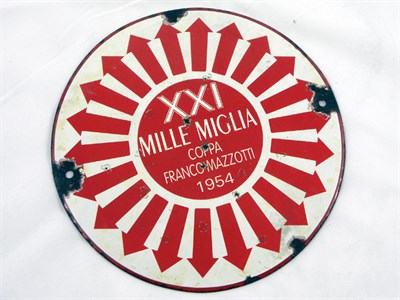 Lot 702 - 1954 Mille Miglia Enamel Control Point