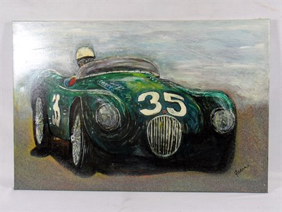 Lot 505 - Stirling Moss / Jaguar C-type Original Artwork