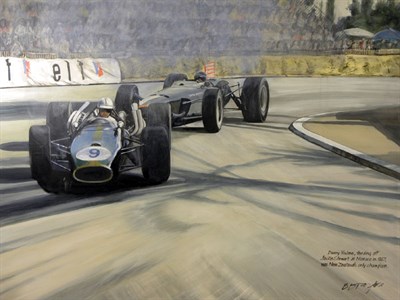 Lot 501 - Denny Hulme/Jackie Stewart Original Artwork by B.D.Taylor