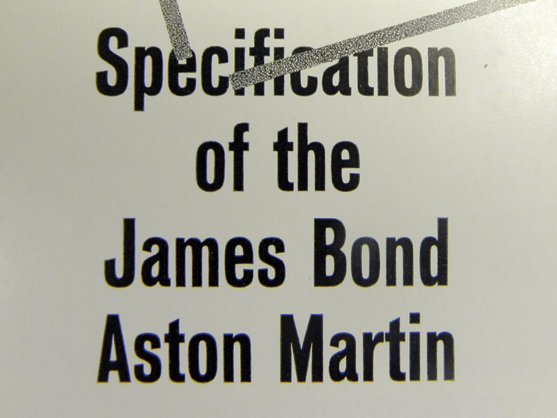Lot 122 - Top Secret - Specification of the James Bond Aston Martin