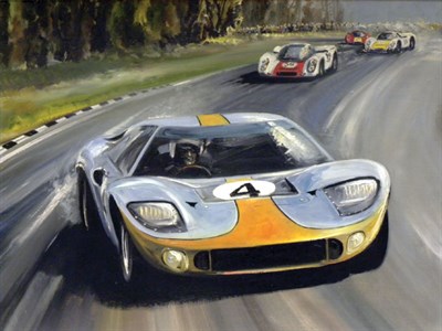 Lot 531 - Ford GT40 at Le Mans Artwork by Pears