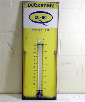 Lot 702 - Duckhams Thermometer Enamel Sign