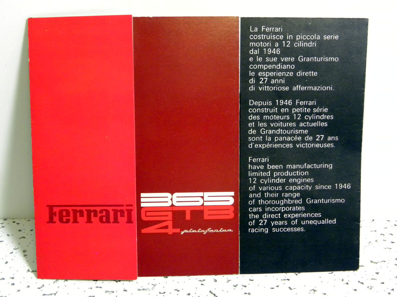 Lot 142 - Ferrari 365 GTB/4 Sales Brochure