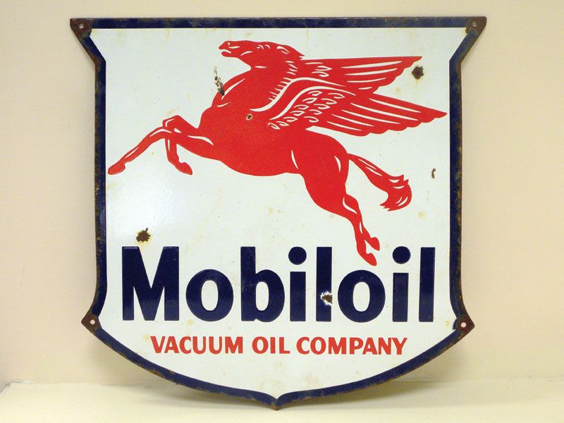 Lot 712 - Rare Mobiloil 'Pegasus' Pictorial Enamel Sign