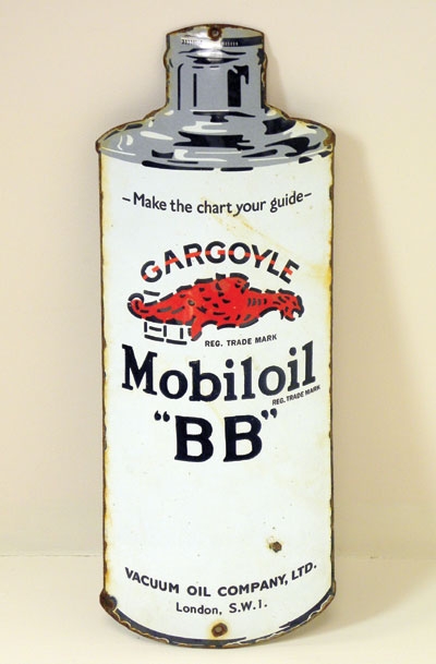 Lot 705 - Gargoyle Mobiloil 'BB' Can-Shaped Enamel Sign
