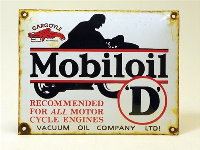 Lot 700 - Mobiloil 'D' Motorcycle Enamel Sign
