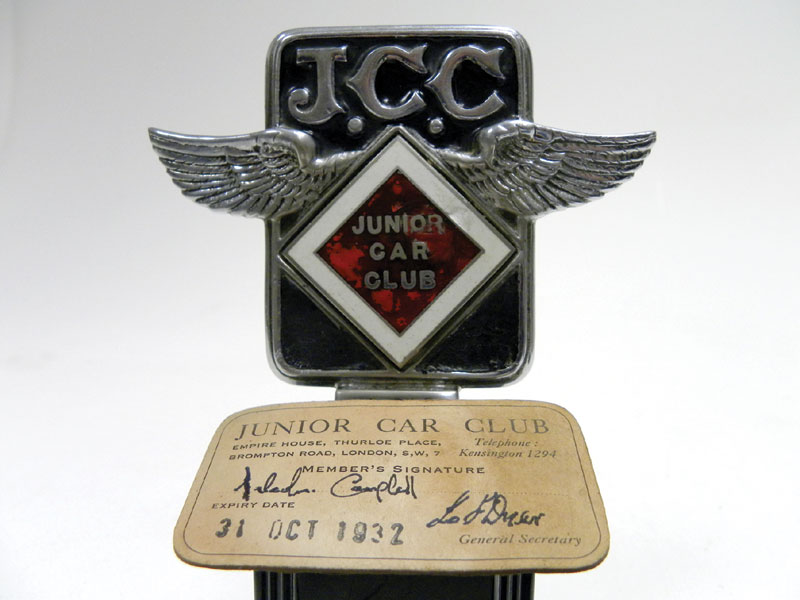 Lot 304 - Malcolm Campbell's Junior Car Club Badge