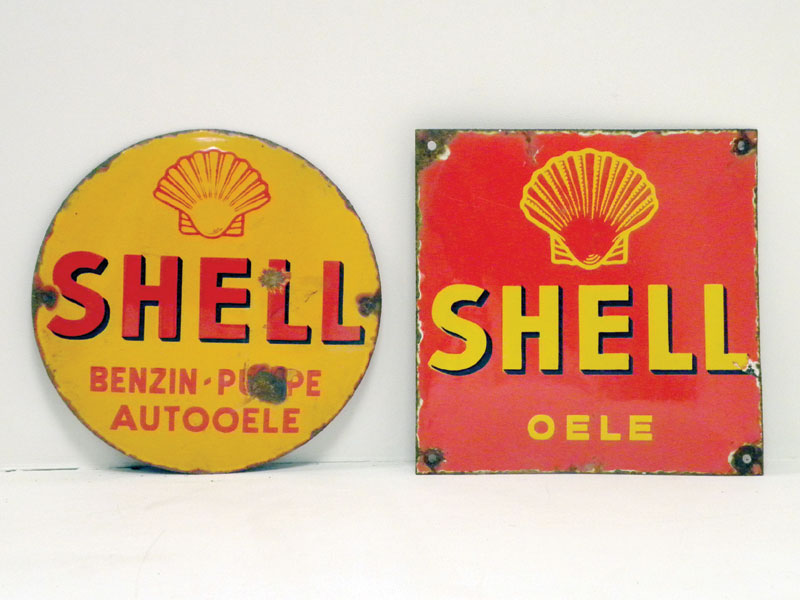 Lot 700 - Two Continental Shell Enamel Signs