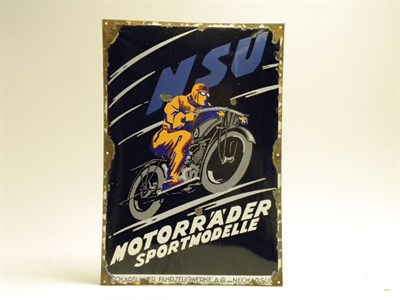 Lot 713 - NSU Motorcycles Pictorial Enamel Advertising Sign