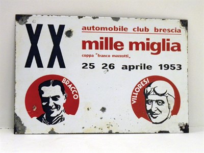 Lot 708 - 1953 Mille Miglia Enamel Sign