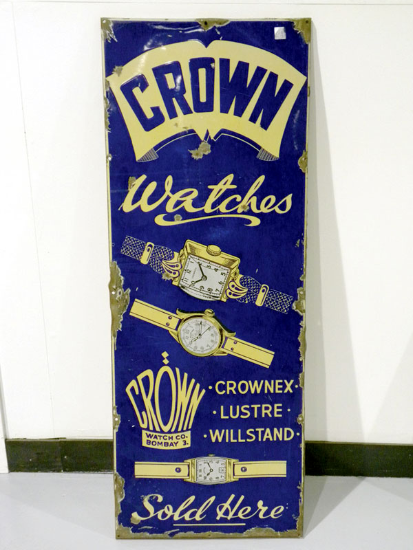 Lot 31 - 'Crown Watches' Pictorial Enamel Sign