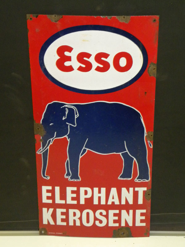 Lot 41 - Esso Elephant Kerosene Pictorial Enamel Sign