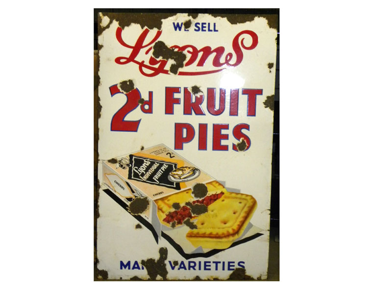 Lot 400 - 'Lyons 2d Fruit Pies' Enamel Sign