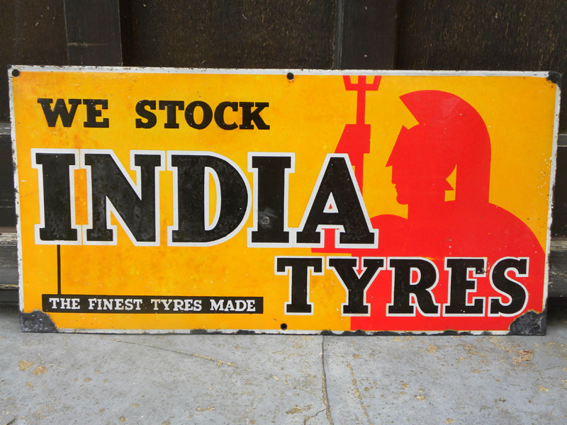Lot 2 - 'India Tyres' Enamel Sign