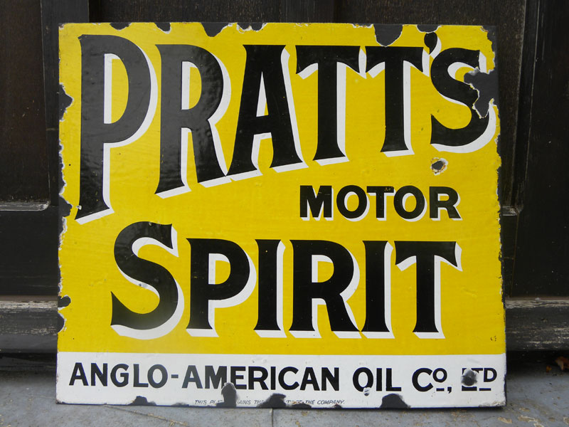 Lot 4 - 'Pratt's Motor Spirit Enamel Sign
