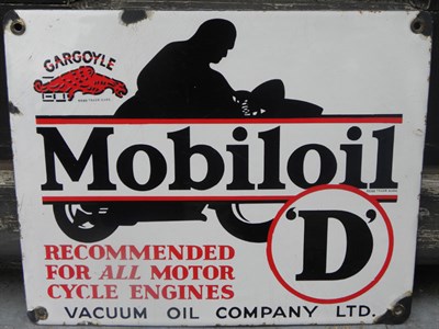 Lot 6 - Mobiloil 'D' Motorcycle Oil Enamel Sign