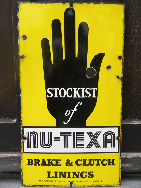 Lot 8 - 'Stockist of Nu-Texa Linings' Enamel Sign