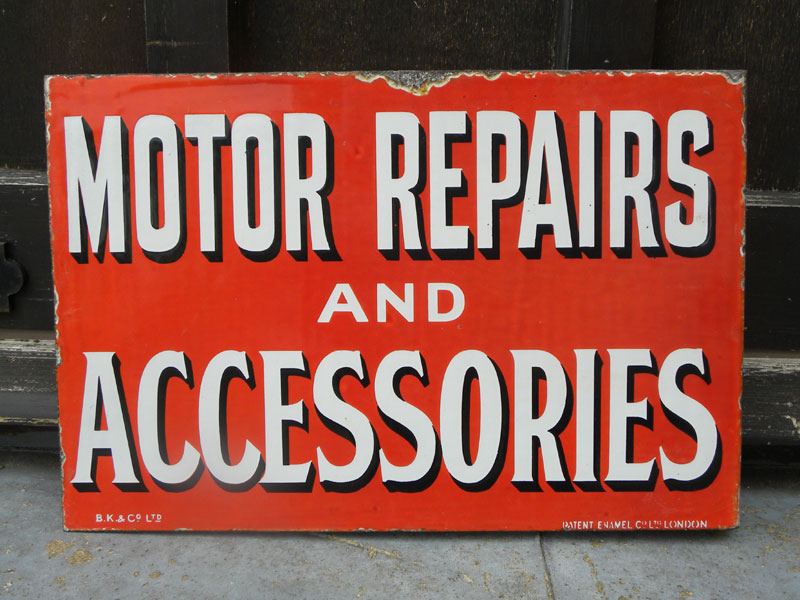 Lot 9 - 'Motor Repairs & Accessories' Enamel Sign
