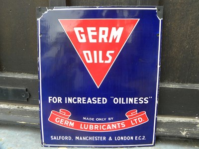 Lot 11 - Germ Oils Enamel Sign