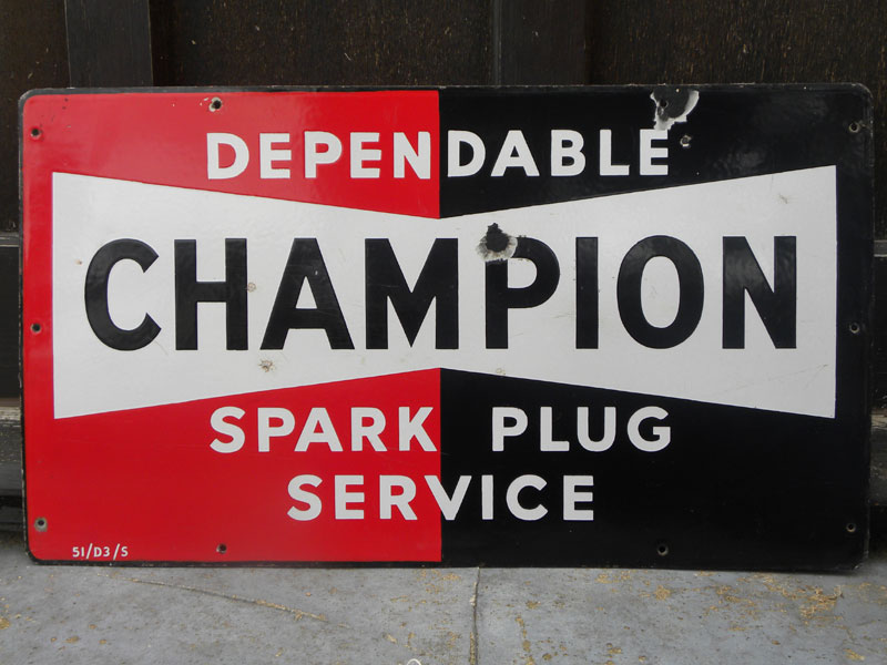 Lot 12 - Two 'Champion Spark Plug Service' Enamel Signs