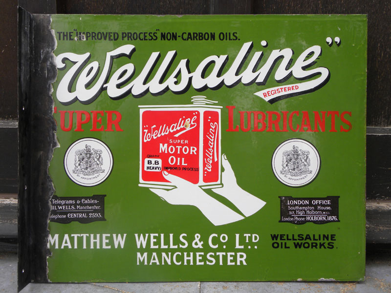 Lot 13 - 'Wellsaline' Motor Oil Enamel Sign