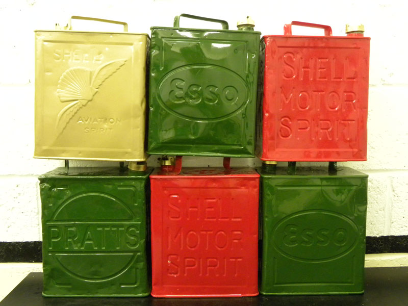 Lot 121 - Six Restored 2-Gallon Petrol Cans