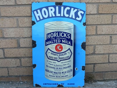 Lot 144 - Horlick's Enamel Advertising Sign
