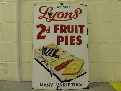 Lot 160 - 'Lyons 2d Fruit Pies' Enamel Sign