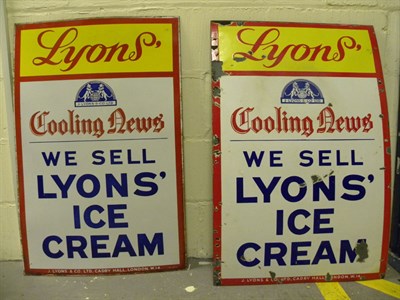 Lot 161 - Two Lyons' Ice Cream Enamel Signs