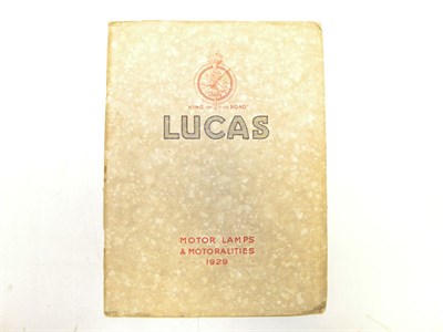 Lot 271 - Lucas 'Motor Lamps & Motoralities (1929)