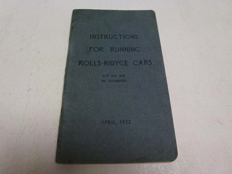 Lot 2 - Rolls-Royce Instruction Booklet, 1922