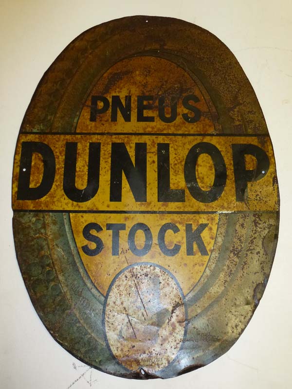 Lot 44 - 'Pneus Dunlop Stock' Tin Advertising Sign