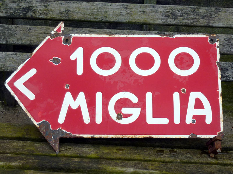 Lot 7 - A Rare Mille Miglia Enamel Hanging Sign