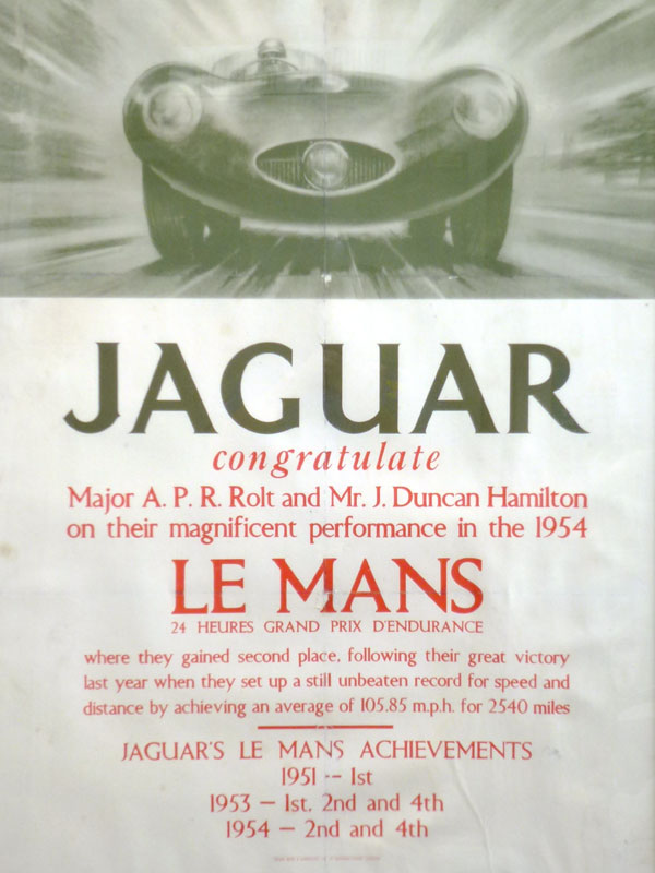 Lot 9 - A Rare Original Jaguar 1954 Le Mans Victory Poster