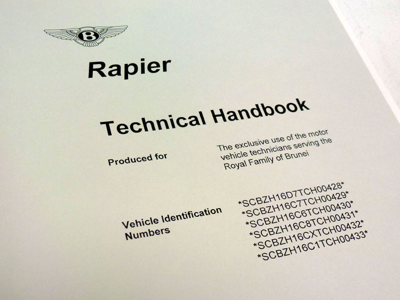 Lot 42 - Bentley Rapier Large Technical / Workshop Manual