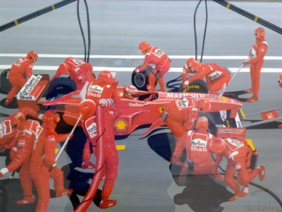 Lot 185 - Ferrari Formula 1 Pit Scene Original Artwork