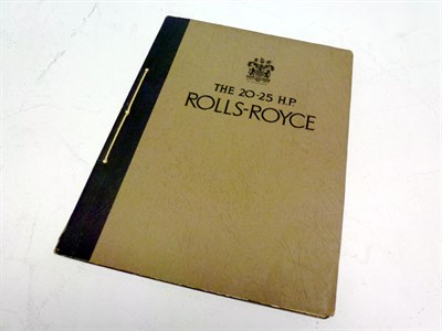Lot 110 - Rolls-Royce 20-25HP Sales Brochure